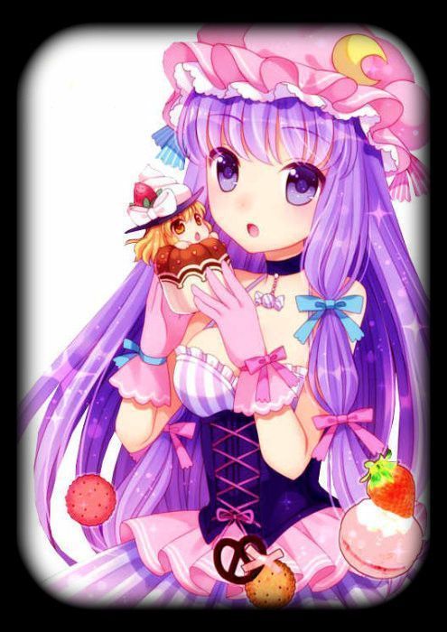 Image de fille manga cheveux violet